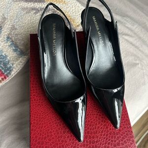 Tamara Mellon Glossy Black Pointed Heels